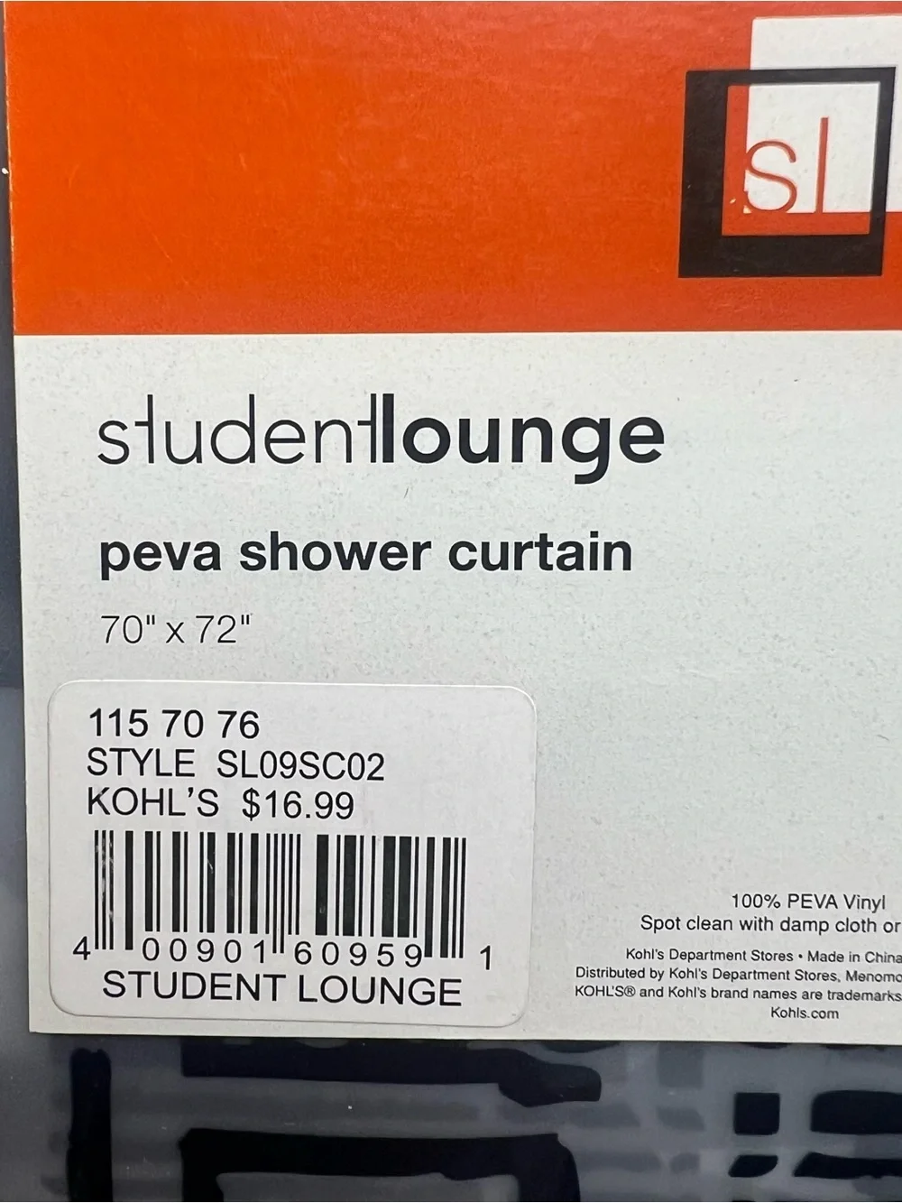Studentlounge Black & White Text Graphic PEVA Shower Curtain